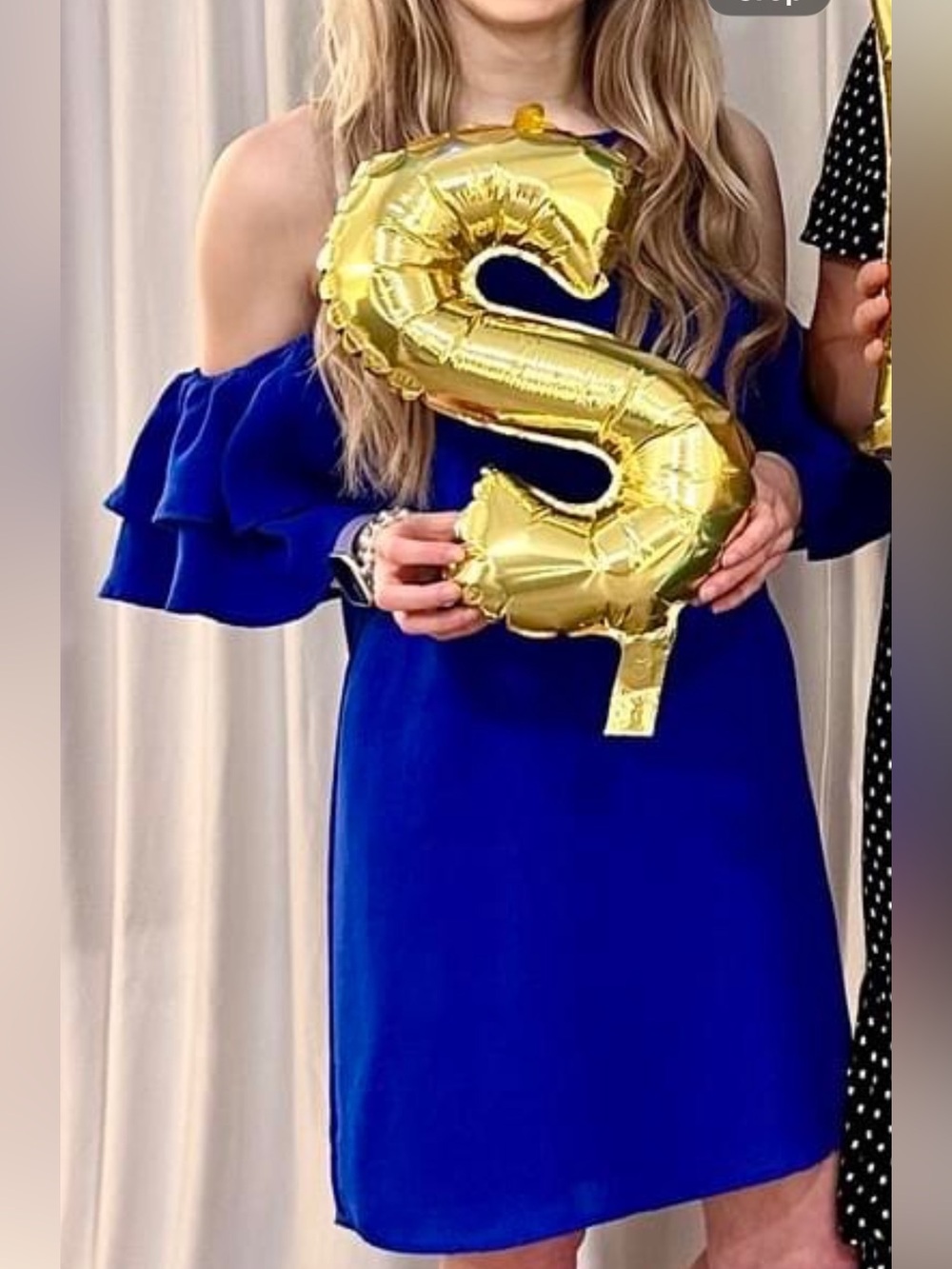 silence + noise Royal Blue Off-Shoulder Ruffle Sleeve Mini Dress